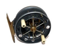 REEL: Allcock Aerial 3" alloy Centrepin reel, 6 spoke with tension regulator, twin ivorine