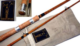 ROD: Rare and fine John Brough Barbel Catcher hand built rod, 10'6" 2 piece split cane, superb
