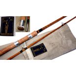 ROD: Rare and fine John Brough Barbel Catcher hand built rod, 10'6" 2 piece split cane, superb