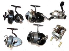 REELS: (6) Early CAP half bail spinning reel with alloy turned handle knob, pillar drum core,