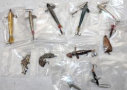 LURES: (14) Collection of 14 Hardy lures incl. Golden Sprat, Minnow, Pioneer, Devons, Tiger Spoon