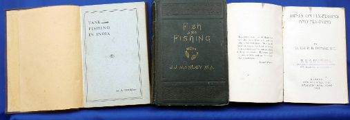 Manley, JJ - "Fish And Fishing" 1st ed 1877, with 10 engravings, decorative embossed leather cover