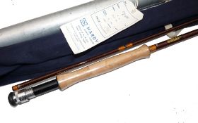 ROD: Hardy Jet 9' 2 pce brown fibalite trout fly rod in as new condition, orange whipped guides,