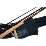 ROD: Hardy Graphite Salmon Fly Deluxe Rod, 15'4" 3 piece, burgundy whipped low bridge guides,