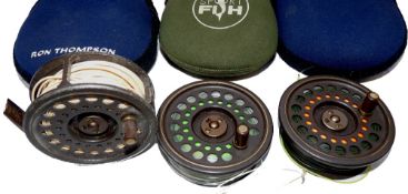 REEL & SPOOLS: (3) Hardy The Golden Prince 7/8 trout fly reel, bronze finish, rear drag adjuster,