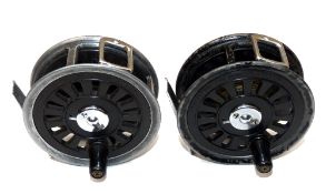 REELS: (2) Pair of scarce Allcock Kennet USA design English alloy trout fly reels with registered
