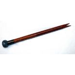 ACCESSORY: Rare Bickerdyke Jardine pike disgorger, 12" long turned mahogany shaft with V