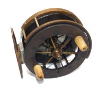 REEL: Scarce Allcock Aerial 3" ebonite drum trotting reel, 6 spoke, no tension regulator, front