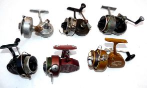 REELS: (6) Collection of vintage trout size spinning reels, incl. Bache Brown Spinster USA, half