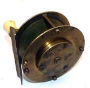 REEL: Fine Chas. Farlow Maker, 191 Strand, London all brass crank wind winch, 3.5" diameter,