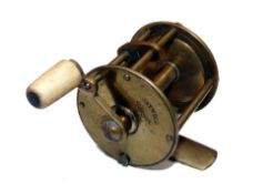 REEL: Early named Haywood Maker all brass wide drum winch with sliding lock pin, 1.6" diameter, 1.6"