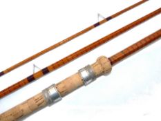 ROD: B James & Son England The Avocet 11'3" 3 piece split cane river rod, burgundy close whipped,