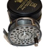 REEL & CASE: (2) Hardy LRH Lightweight alloy trout fly reel, 4 pillar model, early L shaped line