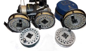 REELS & SPOOLS: (6) Hardy Viscount 140 alloy trout fly reel, U shaped line guide, backplate