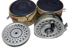 REEL & SPOOL: (2) Hardy Marquis 7 multiplier reel, smooth alloy foot, U shaped line guide, 80%