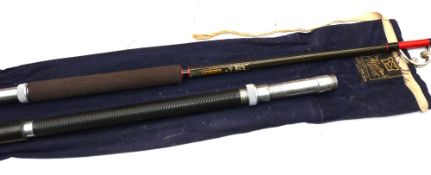 ROD: Hardy Graphite Saltwater De-luxe 50 lb rod, grey blank, black/red whipped roller guides all