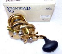 REEL: Shimano Trinidad 16 gold finish multiplier reel, power handle and oversized soft touch knob,