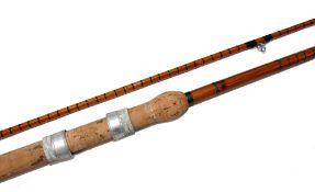 ROD: B James Mk1V Avon split cane rod, 10' 2 piece, fully restored, green close whips, red agate