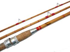 ROD: Allcock Wizard 11' 3 piece whole cane butt river rod, full professional restoration, crimson