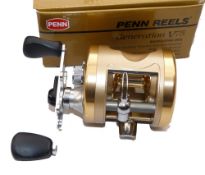 REEL: Penn Generation V75 in shore multiplier reel, RHW, star drag, free spool, thumb release bar,