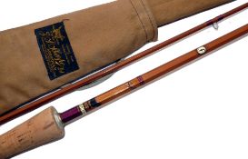 ROD: Fine JS Sharpe of Aberdeen for Farlow 9'6" 2 piece impregnated cane trout fly rod, line rate