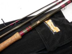 ROD: Bruce & Walker 15' 3 piece carbon salmon fly rod, line rate 10/11, burgundy whipped guides, 24"