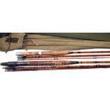 RODS: (2) Pair of Ogden Smith cane trout fly rods, incl. an 8'6" 3 piece split cane rod, green close