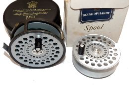 REEL & SPOOL: (2) Hardy St Aidan alloy fly reel in as new condition, U shaped line guide, rim