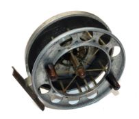 REEL: Scarce Allcock Aerial half ebonite bright finish Centrepin reel, 4.5" diameter, 8 large