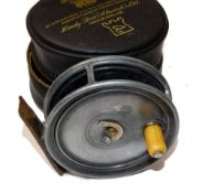 REEL: Early Hardy Patent Uniqua trout fly reel, 3-1/8" diameter, ivory handle, horseshoe latch,