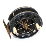 REEL: Fine Allcock Aerial alloy Centrepin reel, 3.5" diameter, narrow drum model, 6 spoke with