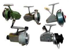 REELS: (5) Collection of 5 vintage spinning reels, a Staro Switzerland alloy reel with full bail