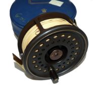 REEL: Hardy The Golden Prince Salmon 10/11 fly reel in as new condition, brown finish with gold tri,