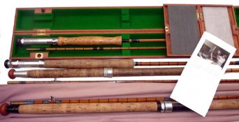 RODS: (3) & BOX: Set of 3 hand built split cane trout fly rods by Robert Ingham of Dyserth