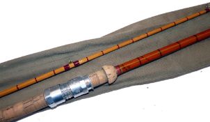 ROD: Hardy The No.2 LRH Spinning rod, No. E75567, with short replacement tip, multi-colour whips,
