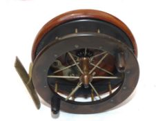REEL: Fine early Coxon Aerial reel, 4" diameter ebonite drum with slim narrow plates, narrow drum, 6