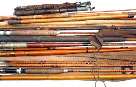 RODS & PARTS: (Qty) Allcock The Standard 9' 3 piece + correct spare tip split cane trout fly rod,