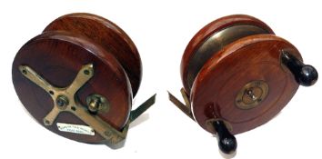 REEL: News Of The World Prize Reel, 5" mahogany/brass star back with Slater latch, twin black