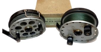 REELS: (2) Grice & Young Avon Royal Supreme trotting reel, composite back, line guide, ratchet/brake