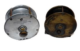 REELS: (2) A pair of Farlow Patent Lever salmon fly reels, 3.5" all brass model No 538m horn handle,