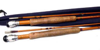 RODS: (2) Pair of Eric Peace hand built split cane trout fly rods, an 8' 2 piece, line rate 6, green