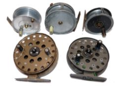 REELS: (5) J Peek & Son 3.3" alloy trout fly reel, rim tension regulator, smooth brass foot,