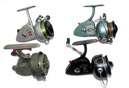 REELS: (4) Collection of 4 vintage European spinning reels, an early Berna 187632 alloy threadline