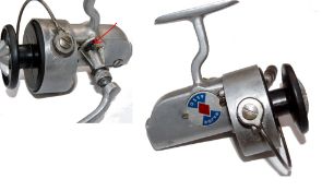 REEL: Rare Italian built Asso Major Altex pattern spinning reel, LHW folding handle, on/off gear