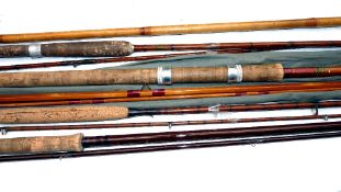 RODS: (4) Milward's Swimlite 12' 3 piece coarse fishing rod, burgundy whipped high bells guides,