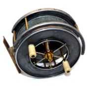 REEL: Allcock Aerial Popular trotting reel, 4" diameter, wide drum, 6 spoke with tension