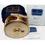 REEL: Hardy Sovereign 11/12 Limited Ed No 100 fly reel, gold finish, counterbalanced handle, twin