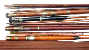 RODS: (4) Collection of 4 early greenheart rods a/f, incl. Bambridge Maker, Eton, Windsor 4 piece