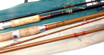 RODS: (2) Shakespeare International 9'6" 2 piece hollow glass spinning rod, bronze whipped low bells