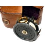 REEL & CASE: Westley Richards Birmingham by Dingley 3.25" alloy trout fly reel, Perfect style, black